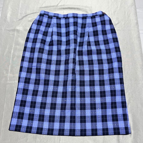 That's Me! Store Dresses & Skirts - Vintage Thats Me Store Blue Plaid Metallic Pencil Skirt Size 6 Made in USA